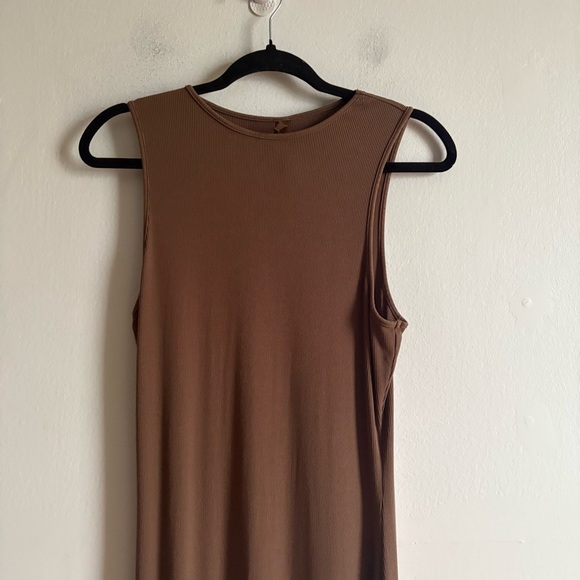 Skims Sz XL Brown Ribbed Soft Basic Sleeveless Bodycon Maxi Dress - Picture 3 of 9